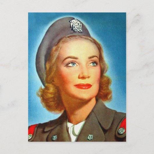  Retro Women Militaire Amerikaanse Nurse Corp Briefkaart (Voorkant)