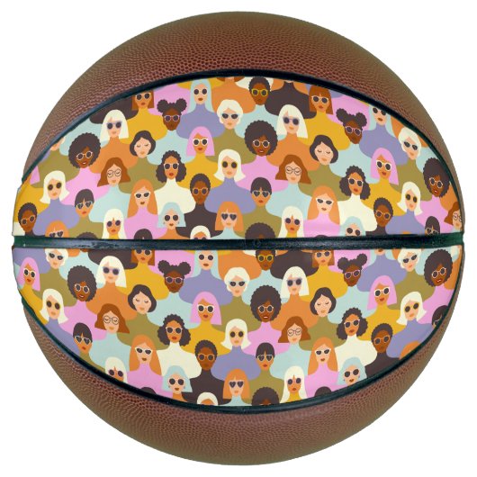 Retro Women of the World Pattern Basketbal (Voorkant)