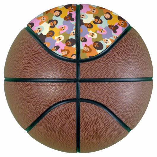 Retro Women of the World Pattern Basketbal (Rechts)