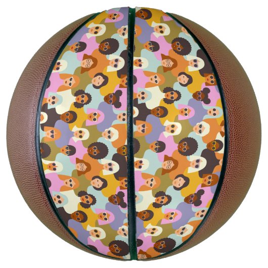 Retro Women of the World Pattern Basketbal (Verticaal)