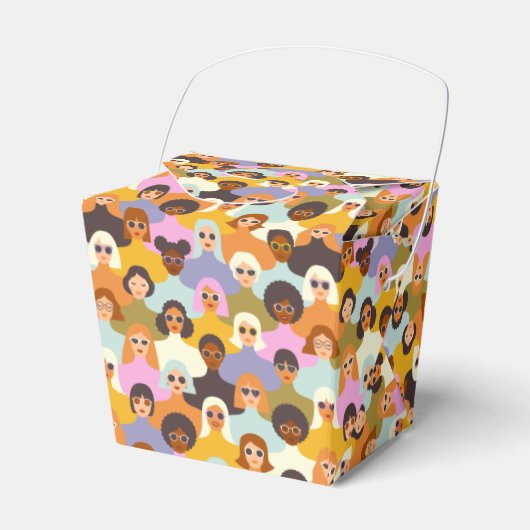 Retro Women of the World Pattern Bedankdoosjes (Voorkant Zijde)