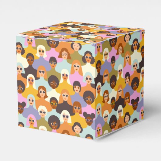 Retro Women of the World Pattern Bedankdoosjes (Voorkant Zijde)