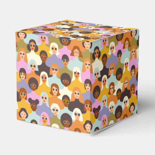 Retro Women of the World Pattern Bedankdoosjes (Achterkant)