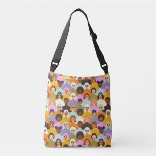 Retro Women of the World Pattern Crossbody Tas