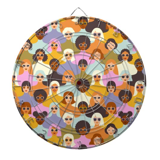 Retro Women of the World Pattern Dartbord (Voorkant)