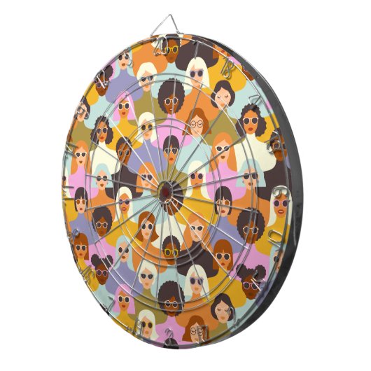 Retro Women of the World Pattern Dartbord (Voorkant Rechts)