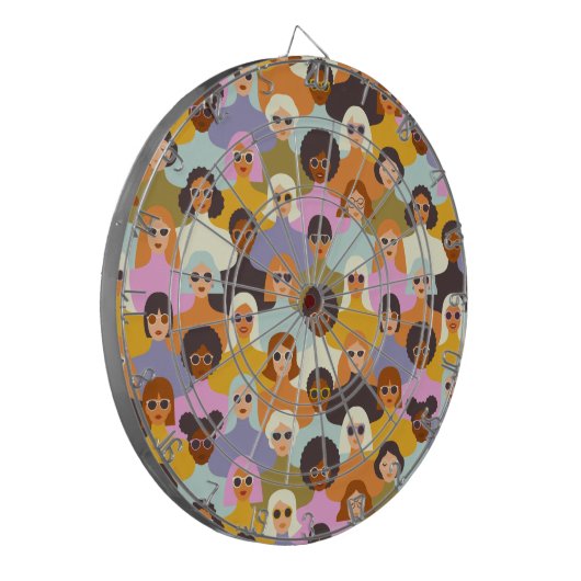 Retro Women of the World Pattern Dartbord (Voorkant Links)