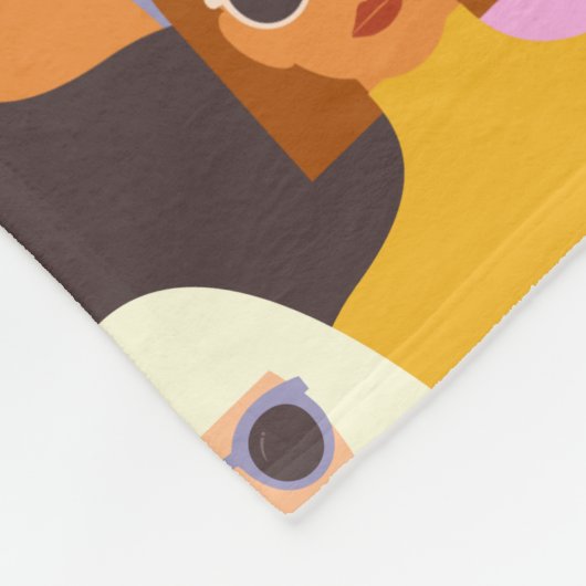 Retro Women of the World Pattern Fleece Deken (Hoek)