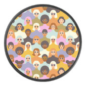 Retro Women of the World Pattern Hockey Puck (Voorkant)