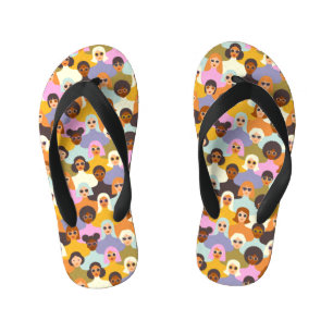 Retro Women of the World Pattern Kinder Teenslippers