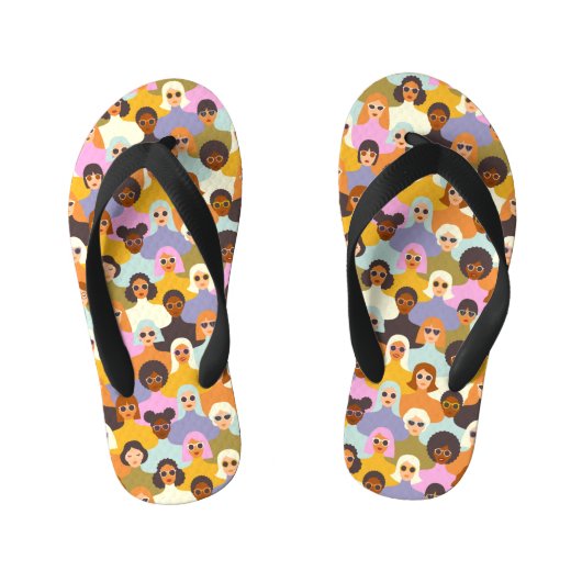 Retro Women of the World Pattern Kinder Teenslippers (Voetbed)