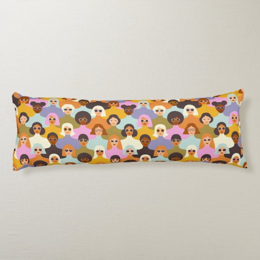 Retro Women of the World Pattern Lichaamskussen (Achterkant)