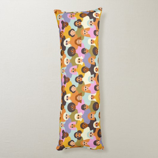 Retro Women of the World Pattern Lichaamskussen (Achterkant (Verticaal))