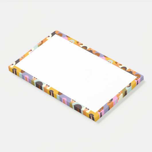 Retro Women of the World Pattern Post-it® Notes (Schuin)