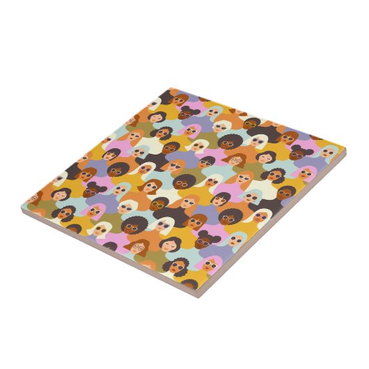 Retro Women of the World Pattern Tegeltje (Zijkant)