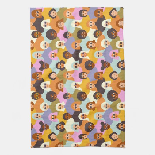 Retro Women of the World Pattern Theedoek (Verticaal)