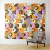 Retro Women of the World Pattern Wandkleed (In Situ (horizontaal))