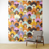 Retro Women of the World Pattern Wandkleed (In situ)