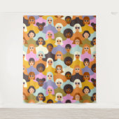 Retro Women of the World Pattern Wandkleed (Voorkant)