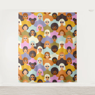 Retro Women of the World Pattern Wandkleed