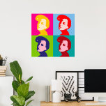 Retro Women Pop Art Poster<br><div class="desc">Retro vrouwen poppen kunst design met vier vrouwen. Dit ontwerp ziet er echt effectief uit op dit Poster</div>