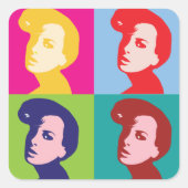 Retro Women Pop Art Vierkante Sticker (Voorkant)