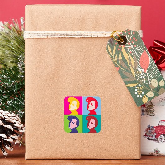 Retro Women Pop Art Vierkante Sticker