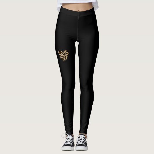 Retro Women's Leopard Hearts Leggings (Voorkant)