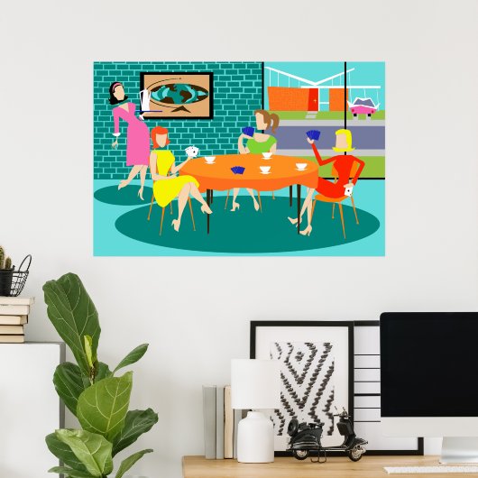 Retro Women's Weekly Card Game Poster (Thuiskantoor)