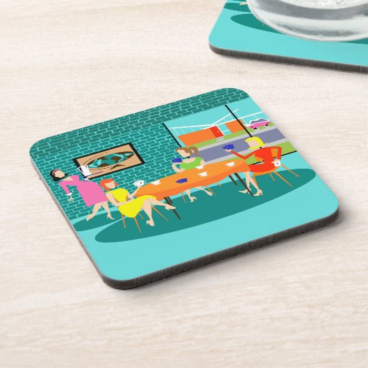 Retro Women's Wekly Card Game Cork Onderzetters (Linkerzijde)