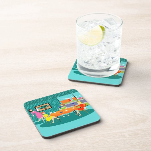 Retro Women's Wekly Card Game Cork Onderzetters (Rechterzijde)