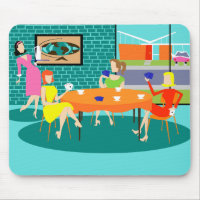 Retro Women's Wekly Card Game Mousepad
