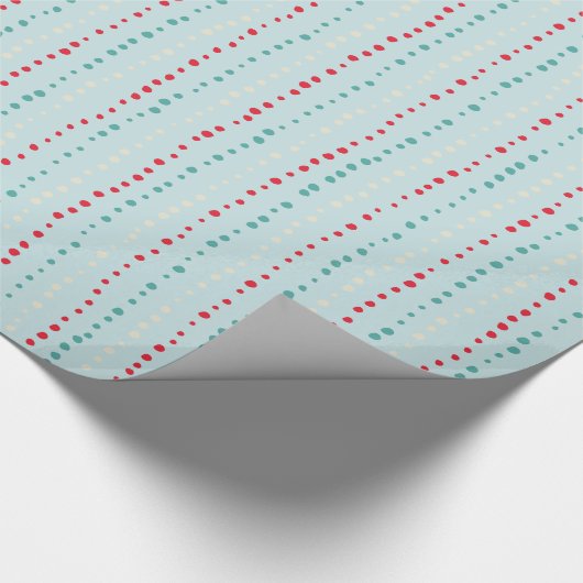 Retro Wonky Stippen Wrapping Paper - Rood, Blauwgr Cadeaupapier (Hoek)