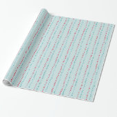 Retro Wonky Stippen Wrapping Paper - Rood, Blauwgr Cadeaupapier (Uitgerold)