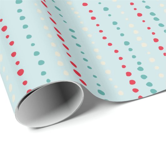 Retro Wonky Stippen Wrapping Paper - Rood, Blauwgr Cadeaupapier (Rol Hoek)