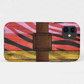 Retro Wood Brown Leather Kijk uit Case-Mate iPhone Case (Achterkant (horizontaal))