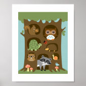 Retro Woodland Animals Poster Print (Voorkant)