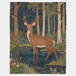 Retro Woodland Deer Fleece Deken
