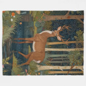 Retro Woodland Deer Fleece Deken (Voorkant (Horizontaal))