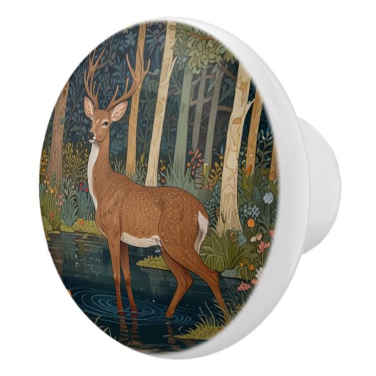 Retro Woodland Deer Keramische Knop (Rechts)