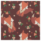 Retro Woodland Foxes and Flowers Pattern Stof (Close Up)