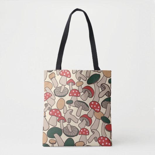 Retro Woodland Mushroom Pattern Tote Bag (Voorkant)