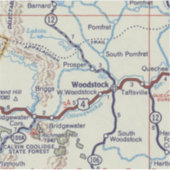 Retro Woodstock Vermont kaart Sticker (Voorkant)