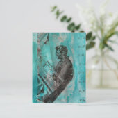 Retro Woodworking Man on a Blue Background Briefkaart (Staand voorkant)