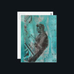 Retro Woodworking Man on a Blue Background Briefkaart<br><div class="desc">A random collage of vintage textbook papers and a vintage woodworking image from a book from 1950 with a blue background</div>