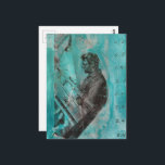 Retro Woodworking Man on a Blue Background Briefkaart<br><div class="desc">A random collage of vintage textbook papers and a vintage woodworking image from a book from 1950 with a blue background</div>