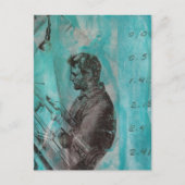 Retro Woodworking Man on a Blue Background Briefkaart (Voorkant)