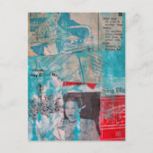 Retro Woodworking Man Woman Flowers Collage Briefkaart (Voorkant)