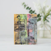 Retro Woodworking Men Mixed Media Collage Briefkaart (Staand voorkant)