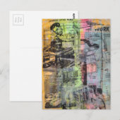 Retro Woodworking Men Mixed Media Collage  Briefkaart (Voorkant / Achterkant)